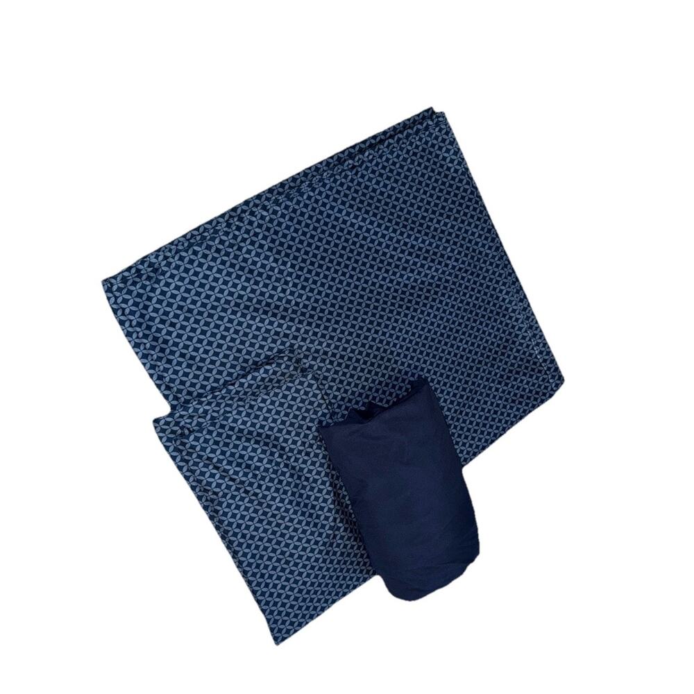 Mainstays 3 Pc Sheets Set Queen Size Navy Blue Printed Microfiber Wrinkle Resist